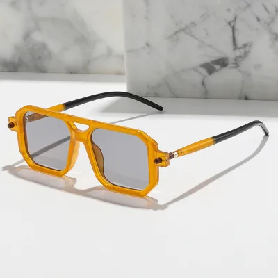 2024 Vintage Double Bridge Frame Transparent Candy Color Unisex Fashion Sunglasses Square