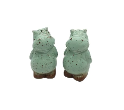 Hippo Shape Custom Ceramic Salt & Pepper Shaker Set Herb & Spice Tool