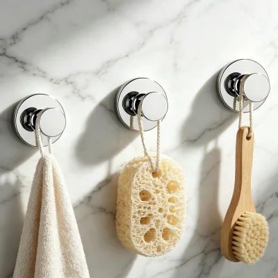 Zinc Robe Hook Towel Hooks-No-Drill Design for Bathroom Kitchen Hotel Bedroom Chrome Surfaces