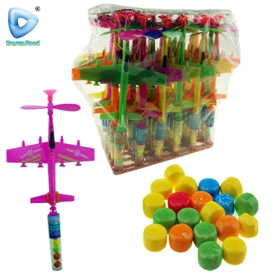 Hot Selling Plastic Cheap Funy Spiral Plane Toy With Candy