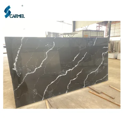 Modern Kitchen Designs Wall Panels Countertop Bartop Artificial Stone Slab Black Kitchen Countertop Quartz