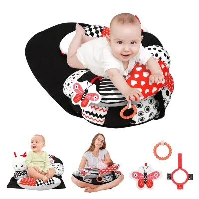 3 in 1 Tummy Time Pillow for Baby 0-6-12 Months Detachable Caterpillar Tummy Time Playmat for Newborns Soft Toys for Boy Girl