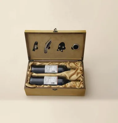 Custom Luxury Gift MDF Wooden Box 2 Bottle Wine Alcohol Packaging Box