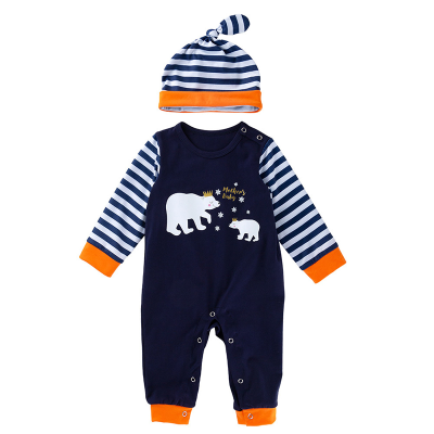 Popular Design Printed Baby Jumpsuit Children Cotton Baby Clothes With Hat