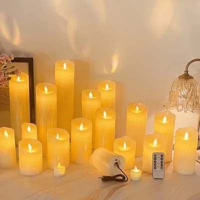Flameless LED Pillar Candle Battery Powered Elegant Home Decor Made Real Paraffin Wax for Weddings Parties Holidays Including
