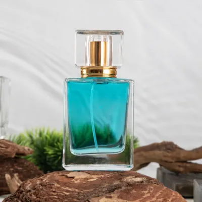 50ml clear square shape glass perfume bottle