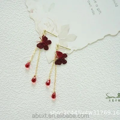 Original Design Fashion Handmade Lace Crochet  Micro Hook Crochet Butterfly Earrings for Woman