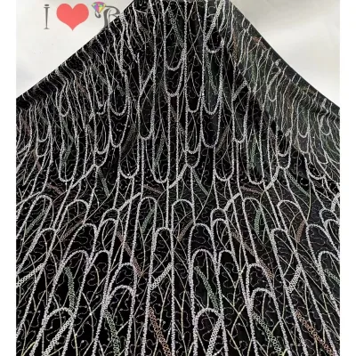 High End Velvet  Multi Colored Sequins Floral Lace Wedding Dresses Bridal Couture Lace Fabric