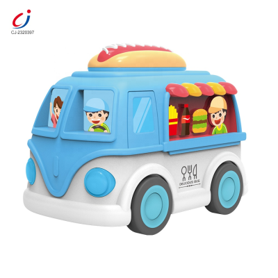 Chengji Cartoon Activity Busy Car Toy Fast Food Hot Dog Inertial Swing Truck Mini Funny Cartoon Car for Kids Toys