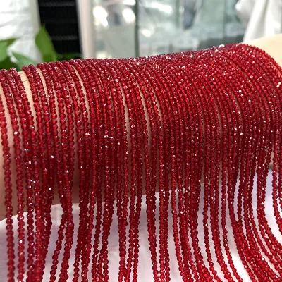 High Quality DIY 2mm 3mm Glass Beads Necklace Bracelet Making Loose Round Small Red Faceted Glass Beads for Jewelry Making