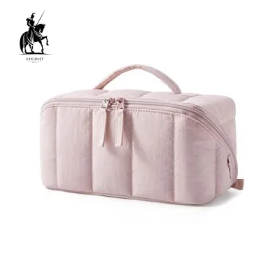 Pink Zipper Extra Large Polyester Soft Handle Cosmetic Wholesale Makeup Bag