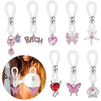 New Silicone Rubber Ring Without Piercing Fun Pendant Nipple Clip Adjustable Nipple Piercing Rings on Nipple Ring for Daily Gift