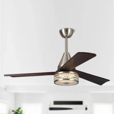 Hot Sale Golden Supplier  Crystal Chandelier Ceiling Fan with Dimmable Light and Remote Control