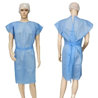 SMS Non Woven Blue Isolation Gown CE Approved Disposable Hospital Isolation Gowns Waterproof Isolation Gowns Without Sleeves