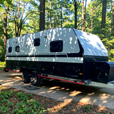 Honlu Modern Style Adventure Movable Function Camping Camper Caravan Spacious Exterior Storage Durable Build Travel Trailer