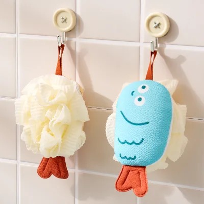 Support OEM Funny Fish 3PCS Bath Tool Set, Dual-Side Back Scrubber, 2-in-1 Glove & Double Loofah, Skin Care.