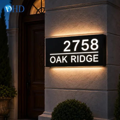 OEM Custom Outdoor LED Address Sign Waterproof Illuminated House Number Plaque for Apartment Hotel and Villa Development