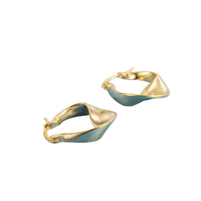 Trendy Personality 925 Sterling Silver Morbius Wave Earrings 18K Gold Platerd Twisted Earrings Wholesale