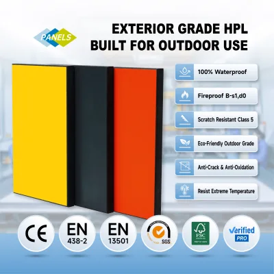 PANELS Anti Wind Pressure Exterior HPL Board for Curtain Wall Backing Exterior HPL for Architectural Facade Systems