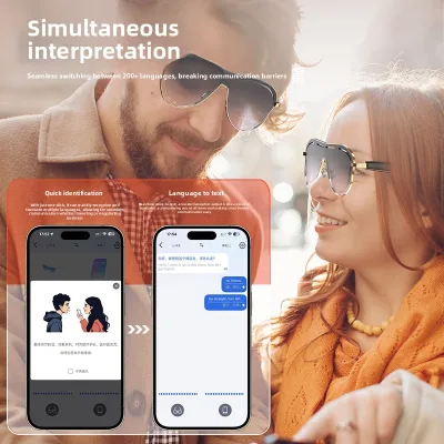 Smart Translation Glasses Glasses Multi-Language Simultaneous Interpretation ABS Material 0.9"