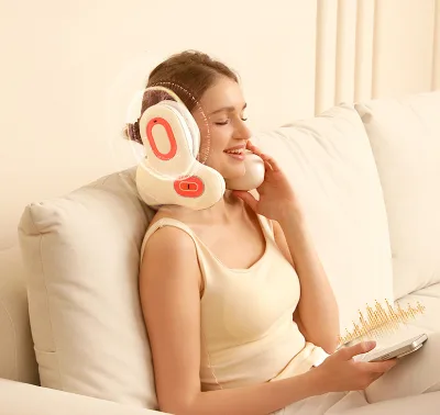 Office Travel Neck Pillow with Bluetooth Speakers Blue-Tooth Neck Rest for Pain Relief and Massage Function