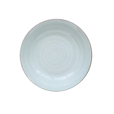 Dishes & Plates Sleek Light Green Ceramic Plate with Gentle Spiral Pattern and Thin Gold Edge