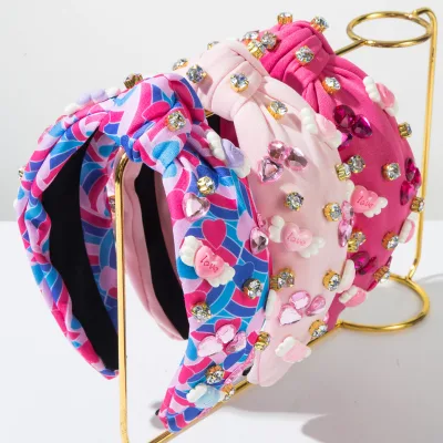 Cross-border New Valentine's Day Rhinestone Hair Band Angel Wings Love Letter Accessories Sweet Cute Holiday