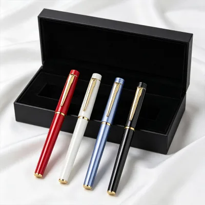 Luxury Executive Pen Set with 2 Extra Refills Black Gift Box 0.5mm Smooth Writing Metal Ballpoint Pens Customized Logo