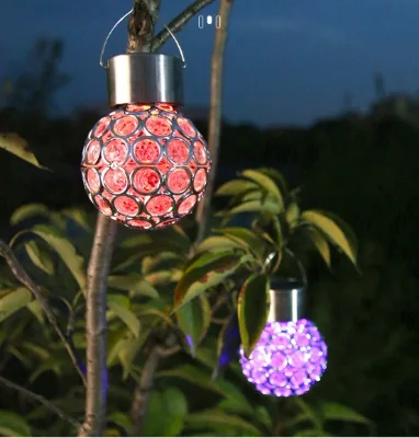 Hanging Solar Lights Outdoor, Decorative Ball Lights Waterproof Solar Lanterns with Handle for Garden Color Changing