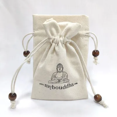 Custom100% Nature Cotton Jewellery Pouch With Wood Beads