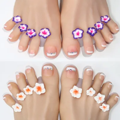 Private Label Colorful Flower Soft Silicone Pedicure Stretch Nail Polish Toe Spacers Toe Dividers Toe Separators
