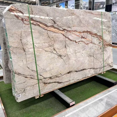 Modern Polished Big Slab Silver River Marble-Hotel Use 20mm Thick Eco-Friendly & Durable Grey Brown Veins Gold