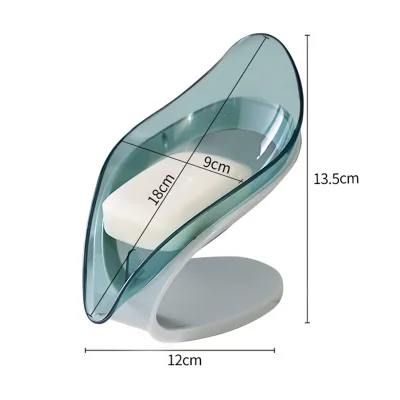 Custom Leaf-shape Eco Friendly Household Plastic Self Draining Bathroom Soap Dish Holder with Drain