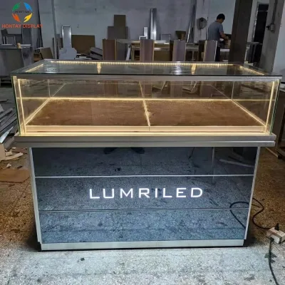Manufacture Custom Heavy Duty High Quality Jewelry Display Stand LED Lighting Custom Color Watches Showcase Table