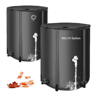 Rain Water Collection Barrel 13 Gallons, Portable Rainwater Collection System with 2 Way Zipper