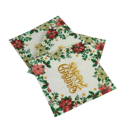 Wholesale Custom Christmas Disposable Paper Napkins Gold Napkins Paper With Logo