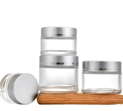 Recyclable Eco-friendly Transparent Glass Cosmetics Container Jar with Plastic Lid