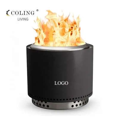 Coling Living Black 304 Stainless Steel Wood Burning Fireplaces with Removable Ash Pan Portable Outdoor Firepit