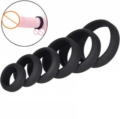 Men's Cock Ring Set with Scrotum Ball Stretcher Testicles Lock Silicone Penis Ring for Delayed Ejaculation Sizes S-3XL Black