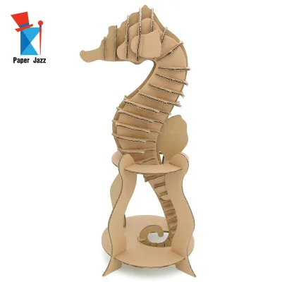 3D Paper Model Sea Horse Toy Cardboard Puzzle Paper Cutting Paper Jazz Animal Recycled Cardboard Puzzle