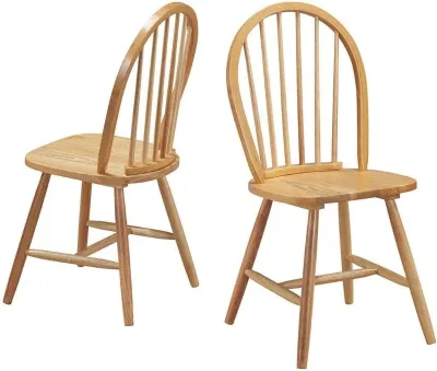 2 Pieces Wooden Dining Chairs Set, Vintage Armless Chairs, Kitchen Dining Chairs with Backrest, Natural