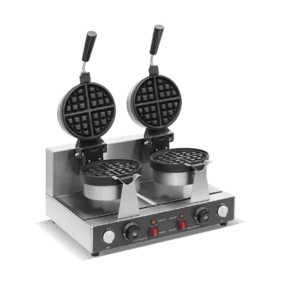 New Waffle Maker 2400w Commercial Nonstick Muffin Oven CE Rotating Double Side Plate Portable Electric Belgium Waffle Baker