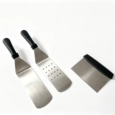 Stainless Steel Griddle Tool Set of Turners, Scraper, Hamburger Pancake BBQ Griddle