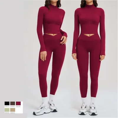 Adjustable Solid Breathable Slim Fit Sports Jogging Suits 2-Piece Set Yoga Wear Hot Sale Fantasy Soft