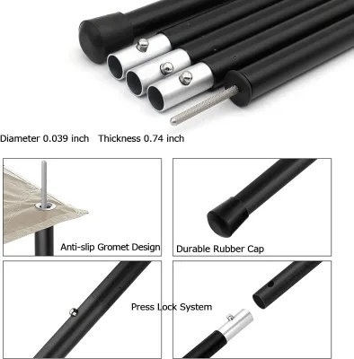 Ultralight 7001 T6 Aluminum Tent Pole Collapsible Replacement Rods for Camping & Hiking