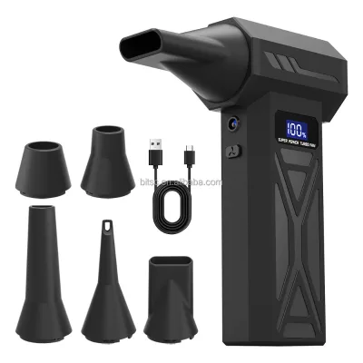 2026 New Customized Hot Handheld Foldable Jetblower Vacuum Air Blower Turbine with 4000-6000mAh Battery 70dB Noise Black Color