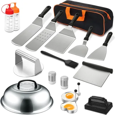 Hot Sale Heat Resistant Stainless Steel Cooking Shovel Barbecue Complete Barbecue Tool Set with All BBQ Accessories Needed