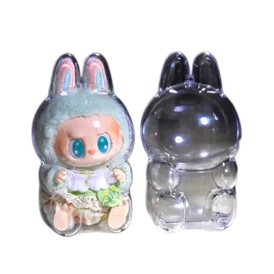 LINDA Labubu Sit-sit Party Transparent Protective Shell Rabubu Protection Backpack Hanging Baby Clothes Wearing Bubble Mart