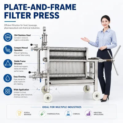 Stainless Steel Milk Plate Press Filtration/Wine Purifier/Vegetable Oil Filter Press Machine