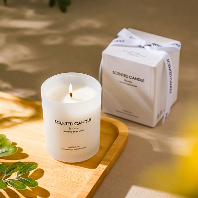 White Glass Aromatherapy Candle Essential Oil Handmade Bedroom Household Incense Candle Gift Box Birthday